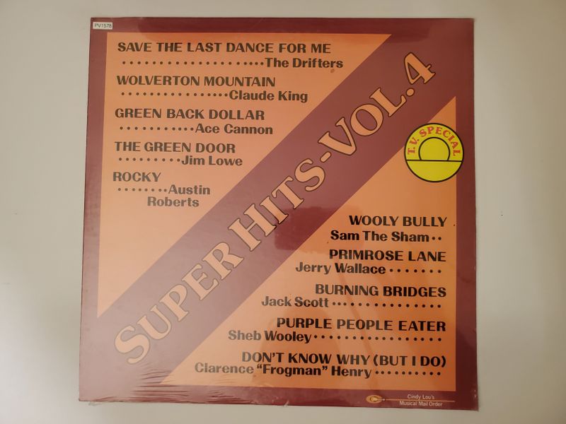 The Drifters,Claude King,Ace Cannon,Jim Lowe,Austin Roberts,Sam The Sham,Jerry Wallace,Jack Scott,Sheb Wooley,Clarence 'Frogman' Henry Save the Last Dance for Me,Wolverton Mountain,Green Back Dollar,The Green Door,Rocky,Wooly Bully,Primrose Lane,Burning Bridges,Purple People Eater,Don't Know Why (But I Do) vinyl record